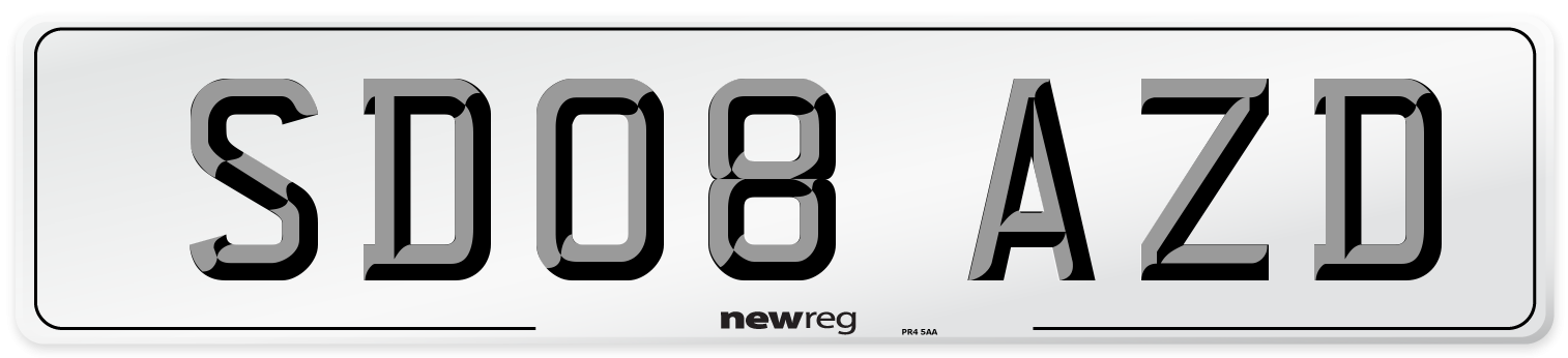 SD08 AZD Number Plate from New Reg